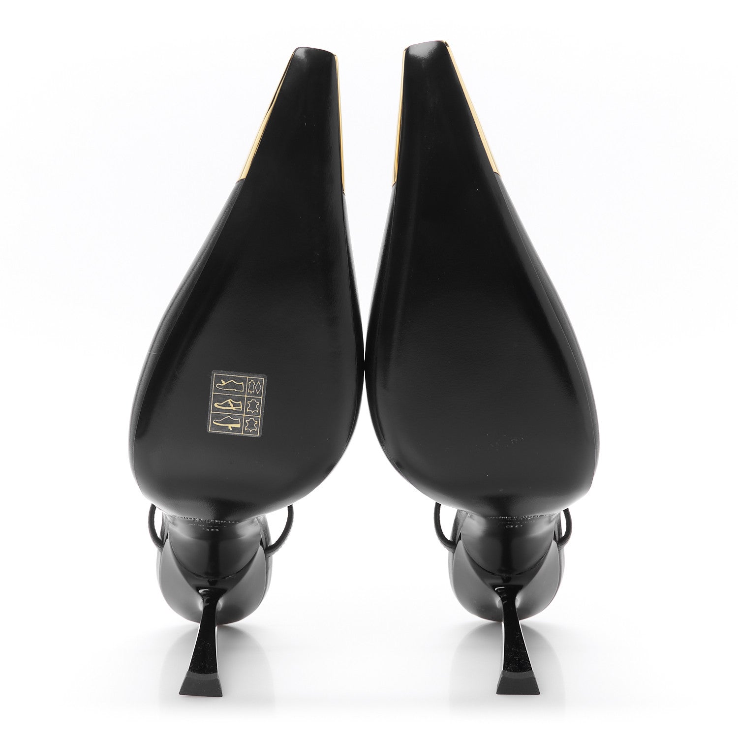 Saint Laurent Smooth Calfskin Jeanne 110 Slingback Pumps 38 Black Gold 6 of 10