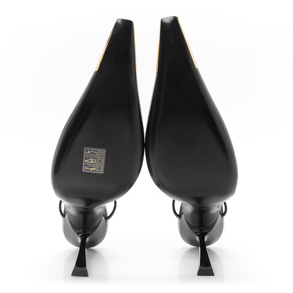 Saint Laurent Smooth Calfskin Jeanne 110 Slingback Pumps 38 Black Gold 6 of 10