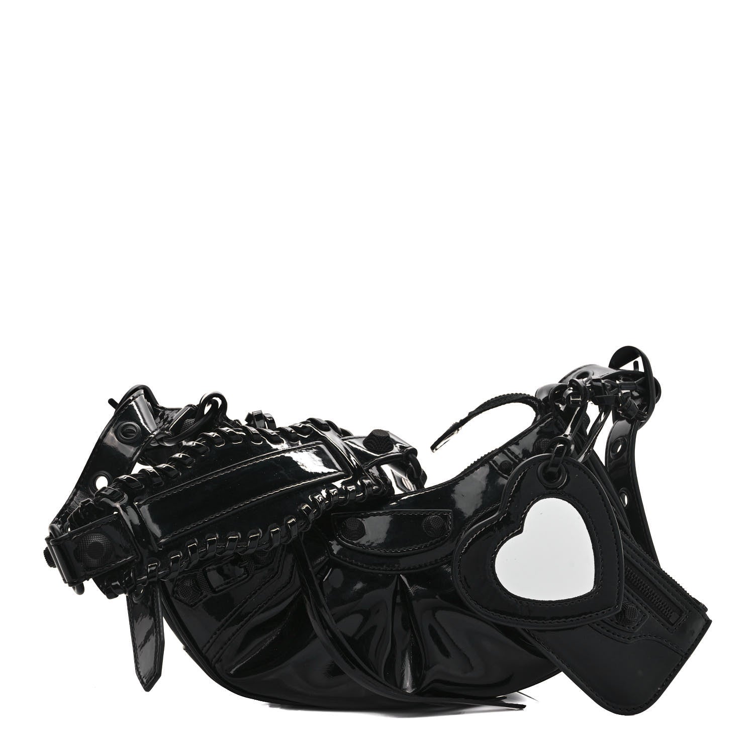 Balenciaga Patent Faux Leather Le Cagole Shoulder Bag XS Black 1 of 8