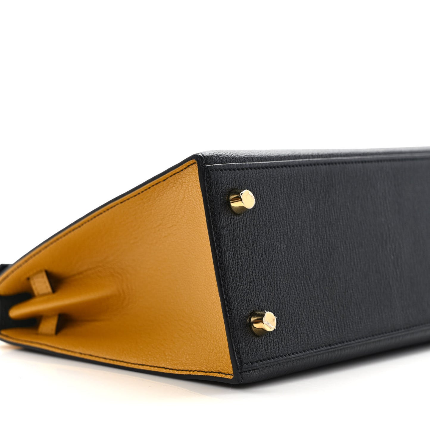 Chevre Mysore Bi-Color Horseshoe Kelly Sellier 25 Black Ambre