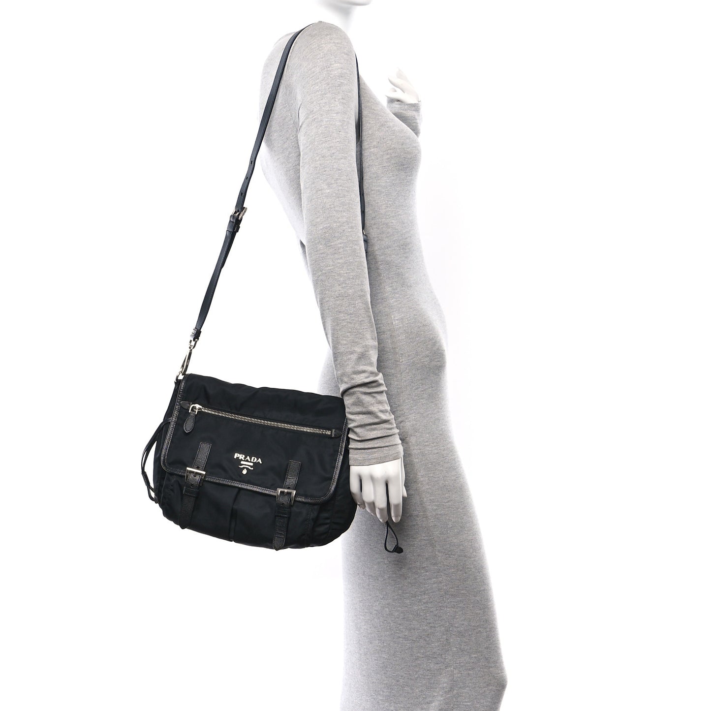 Nylon Vela Sport Saffiano Messenger Bag Black