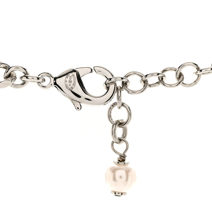 Chanel Crystal Pearl CC Heart Necklace Silver 4 of 4