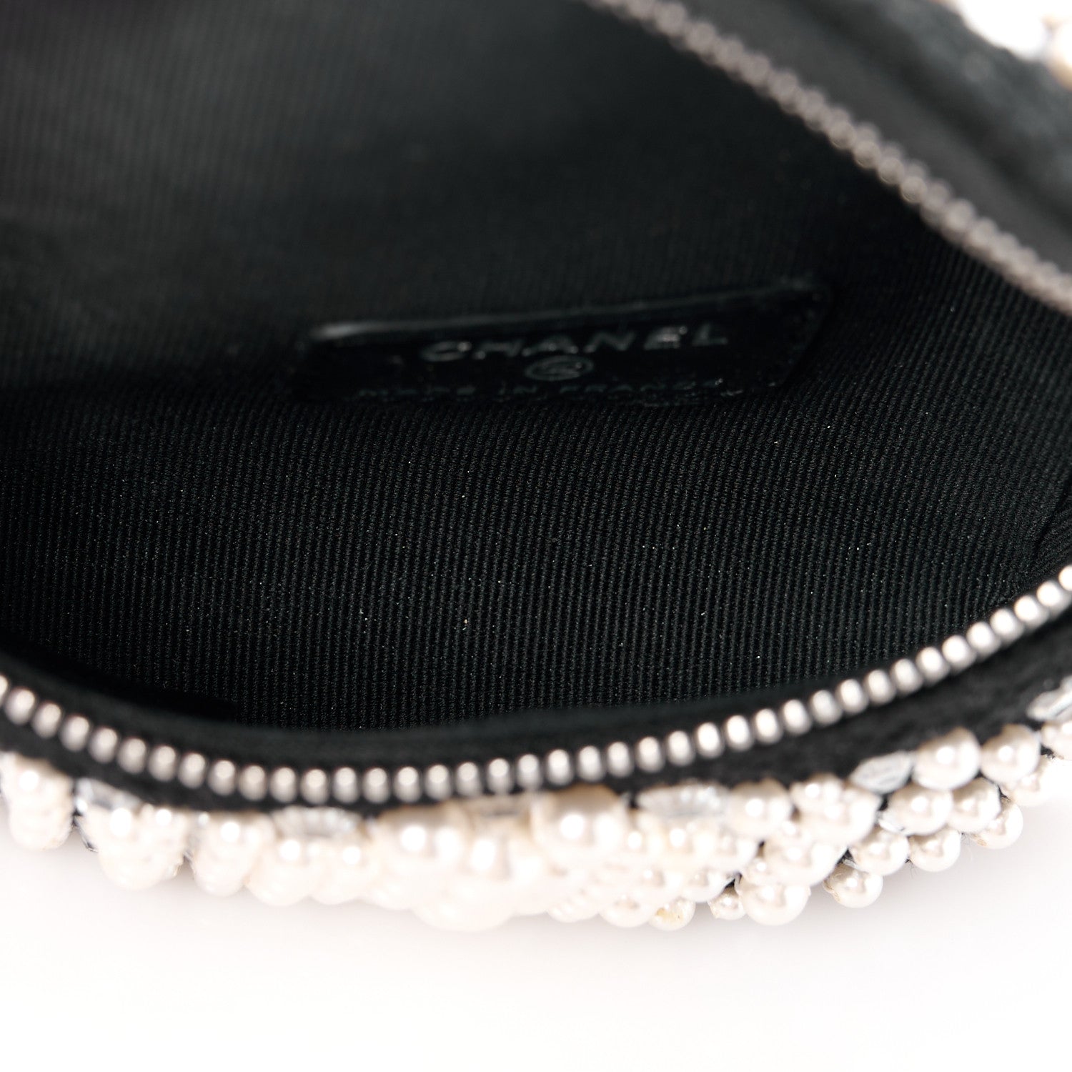 Chanel Tweed Pearl Lambskin Quilted Arm Coin Purse Black 5 of 11