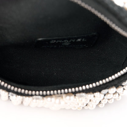 Chanel Tweed Pearl Lambskin Quilted Arm Coin Purse Black 5 of 11