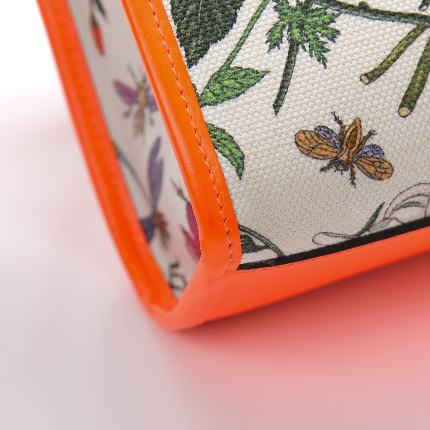 Gucci Canvas Medium Flora Tote White Multicolor Orange Fluo 16 of 16