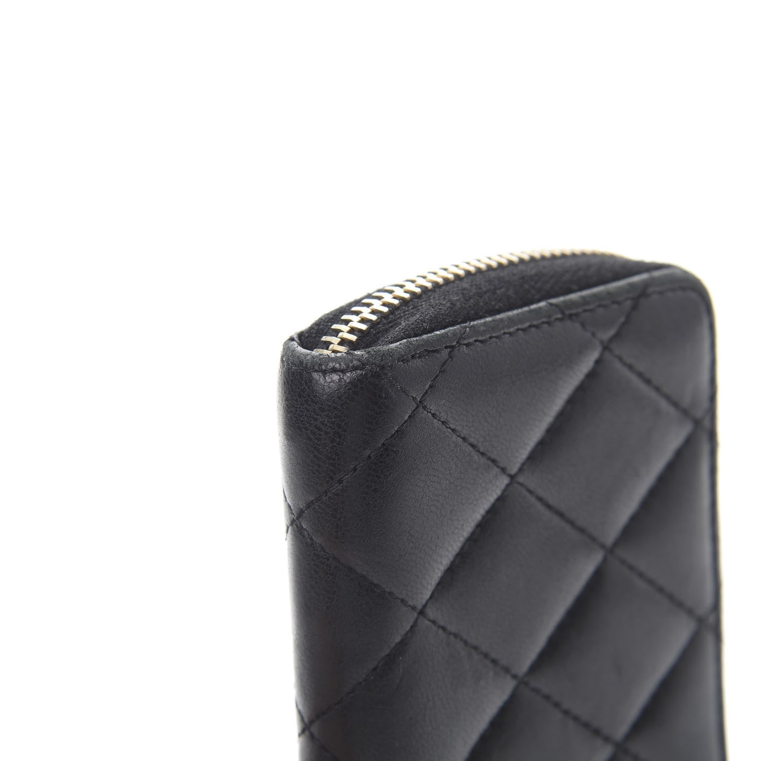 Chanel Lambskin Quilted Zip Coin Purse Black 10 of 10
