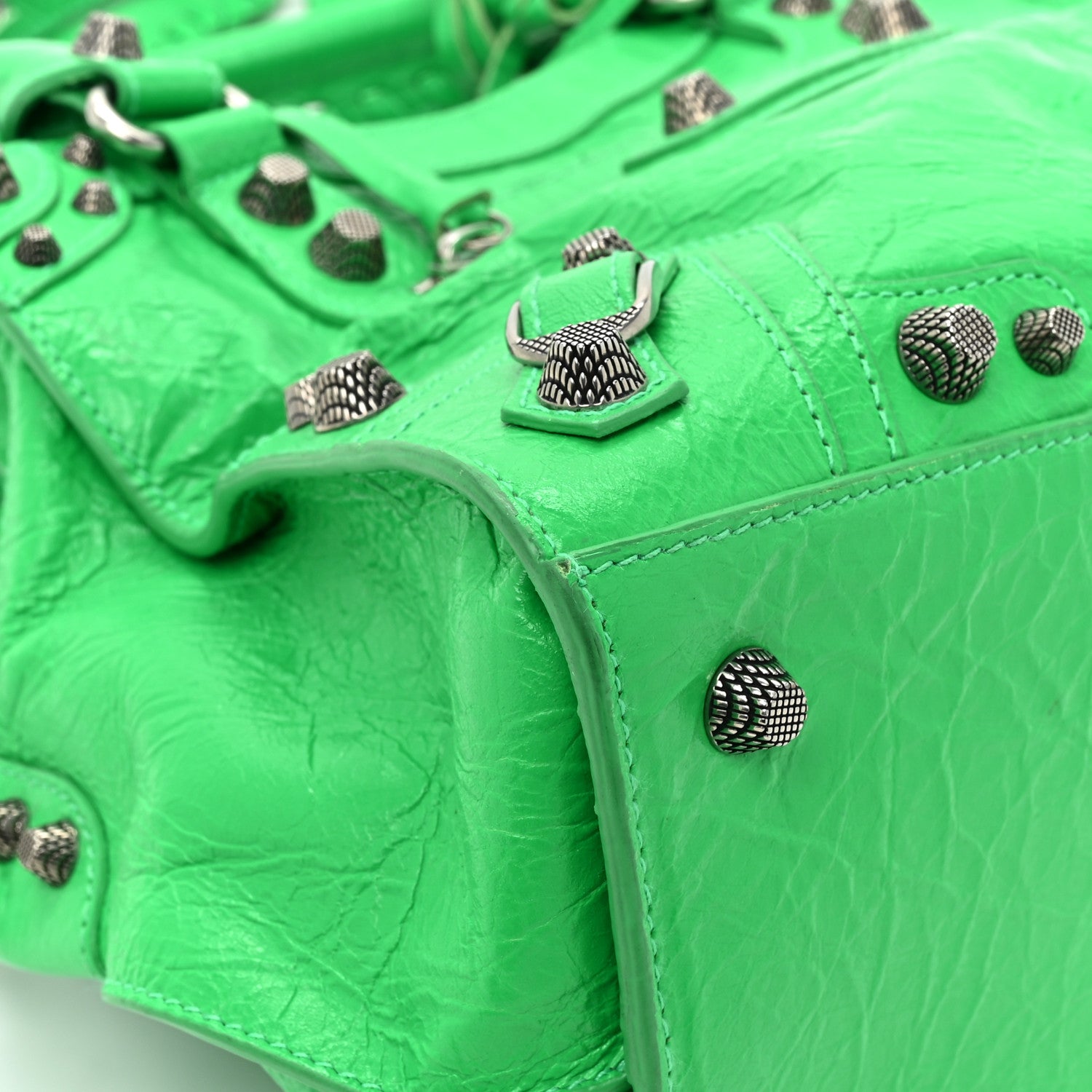 Balenciaga Agneau Arena Small Neo Cagole City Handbag Vivid Green 12 of 16