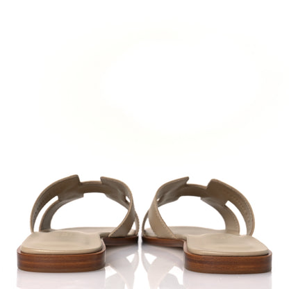 Hermes Box Calfskin Oran Sandals 39.5 Beige Lin 6 of 10