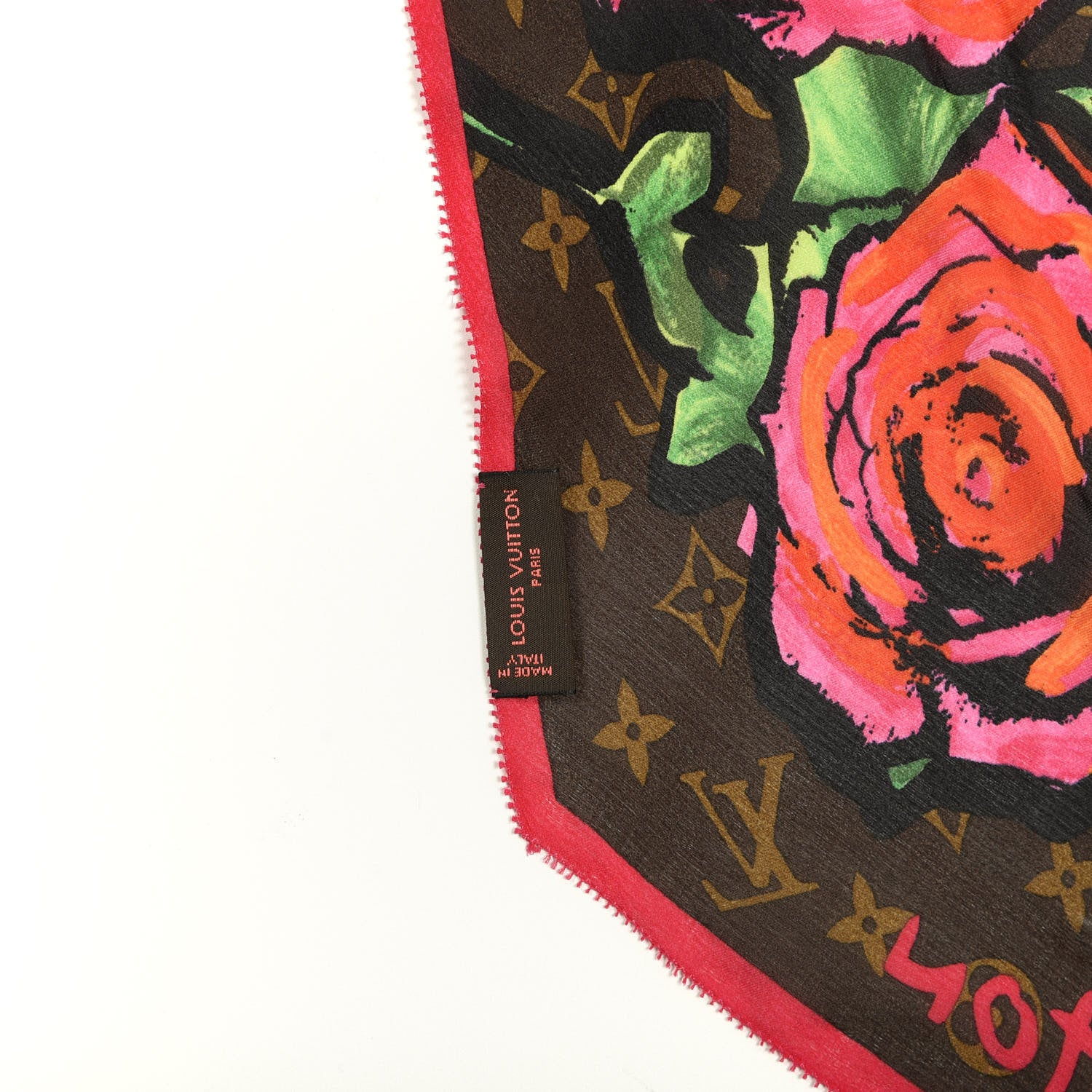 Louis Vuitton Silk Monogram Roses Scarf Marron 3 of 3