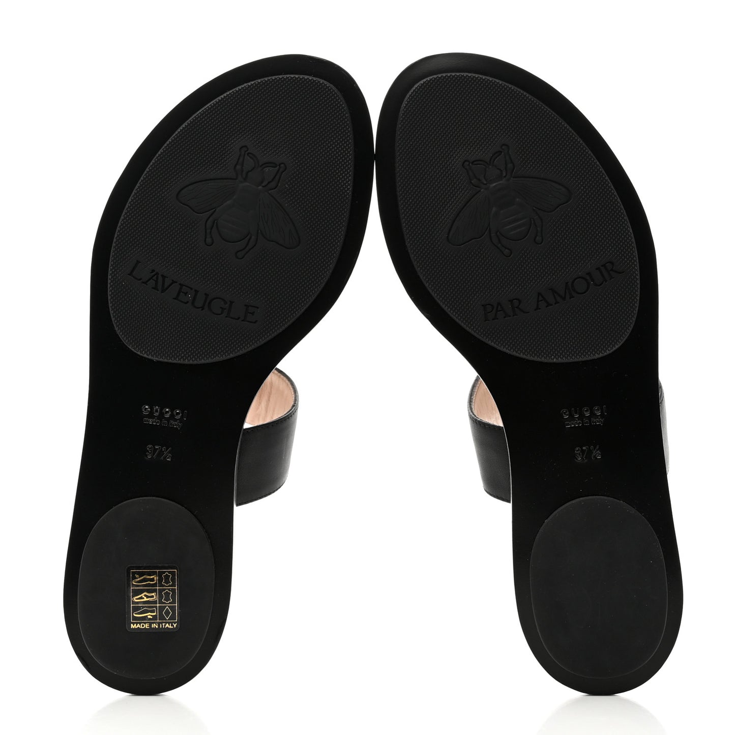 Calfskin GG Marmont Thong Sandals 38 Black