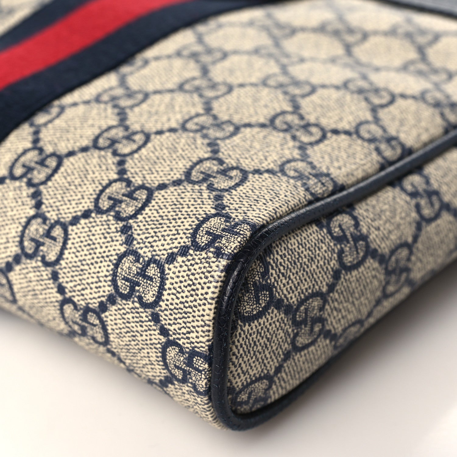 Gucci GG Supreme Monogram Textured Dollar Calfskin Web Small Ophidia Messenger Bag Beige Blue 9 of 9