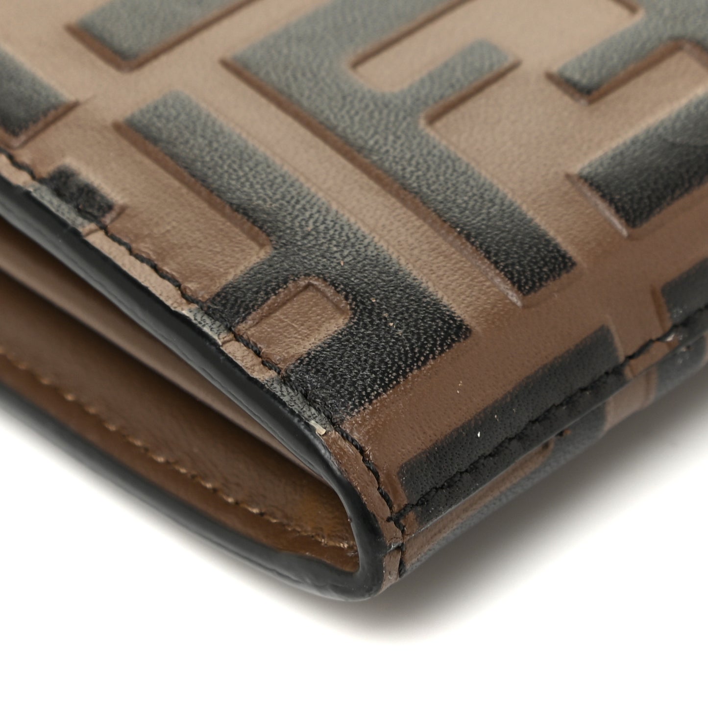 Vitello Soft F is Fendi Bi-Color FF 1974 Embossed Continental Envelope Wallet On Chain Maya Black