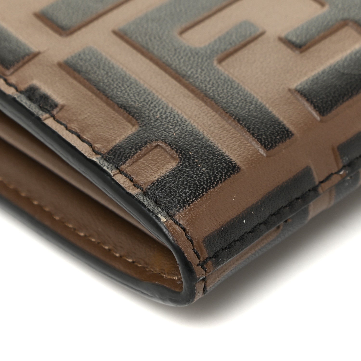 Fendi Vitello Soft F is Fendi Bi-Color FF 1974 Embossed Continental Envelope Wallet On Chain Maya Black 9 of 13