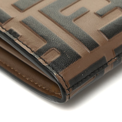 Fendi Vitello Soft F is Fendi Bi-Color FF 1974 Embossed Continental Envelope Wallet On Chain Maya Black 9 of 13