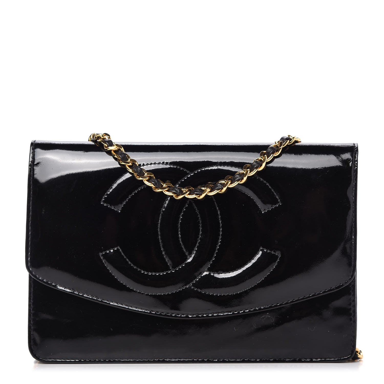 Chanel Patent Timeless CC Wallet On Chain WOC Black 1 of 10