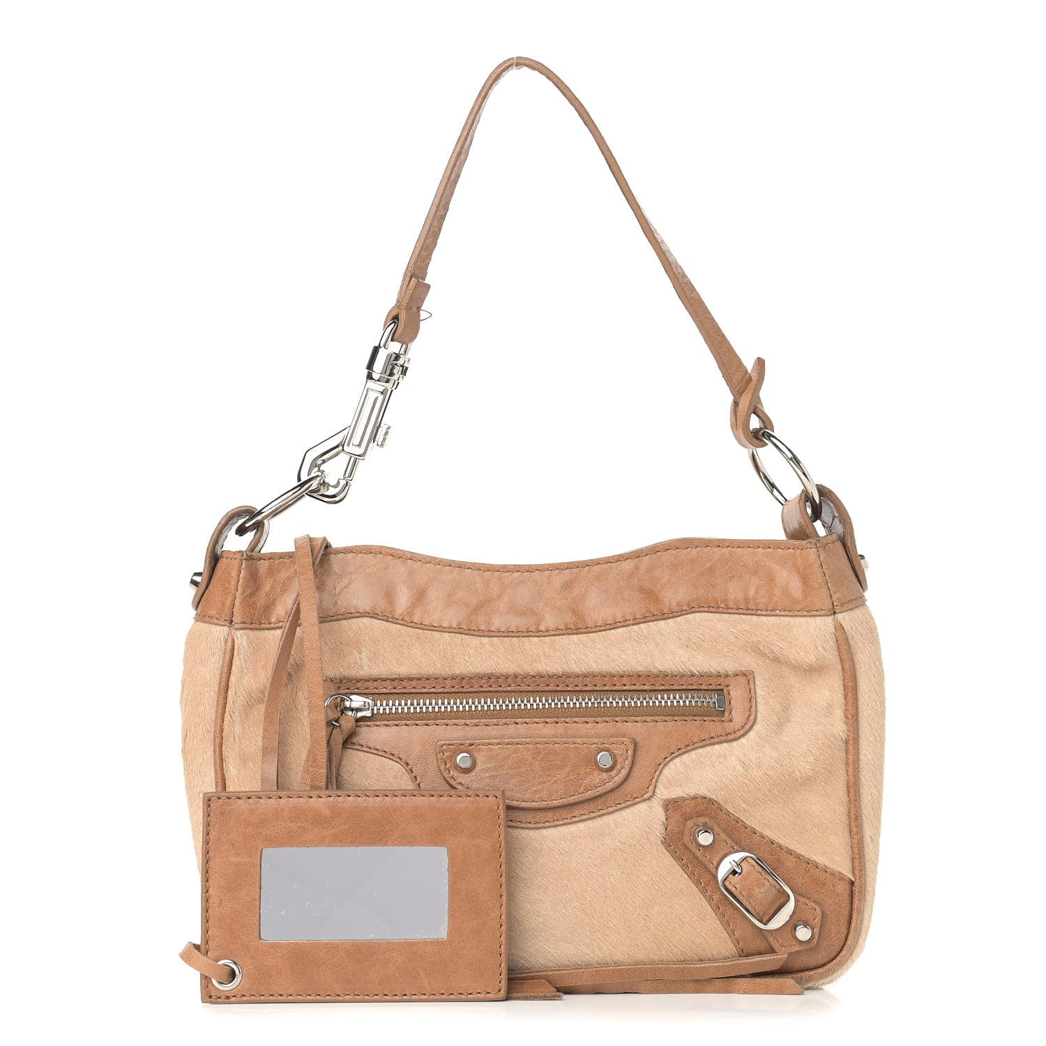 Balenciaga Chevre Pony Hair Classic Silver Hardware Shoulder Bag Camel 1 of 12