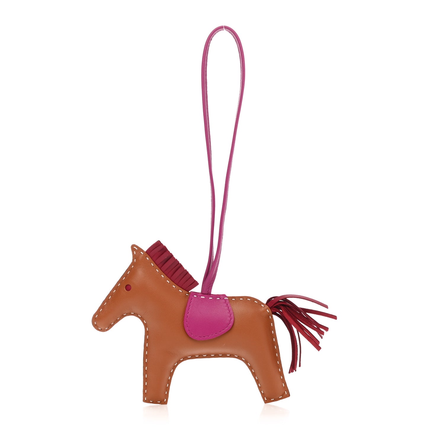 Milo Lambskin Grigri Rodeo Horse Bag Charm MM Gold Rubis Rose Pourpre