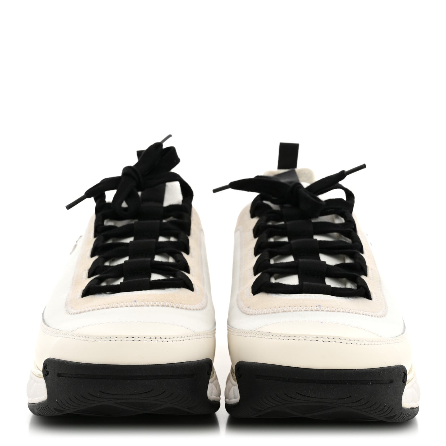 Velvet Calfskin Mixed Fibers Mens CC Sneakers 44 Ivory Black