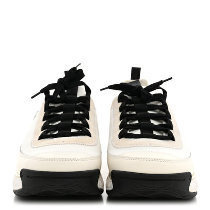 Chanel Velvet Calfskin Mixed Fibers Mens CC Sneakers 44 Ivory Black 3 of 11