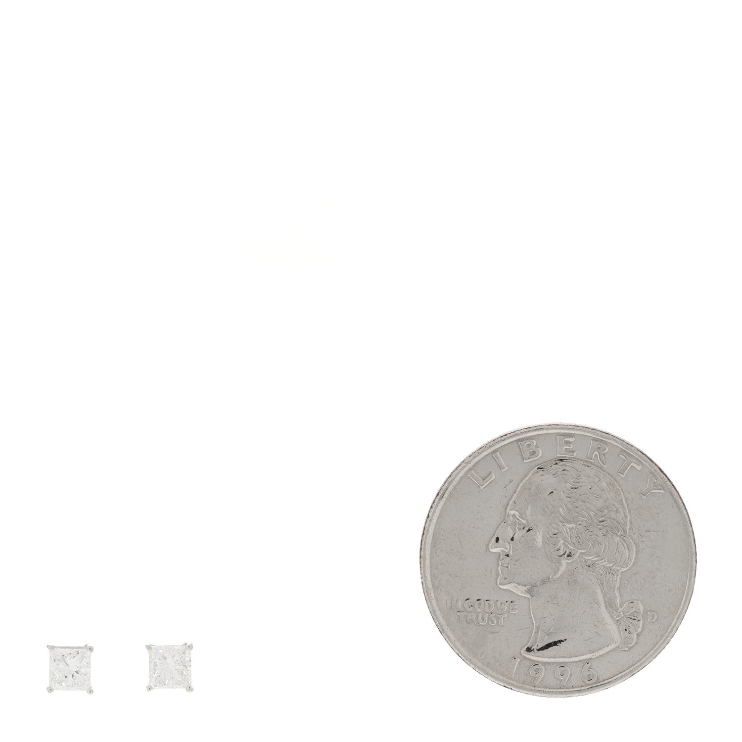 Parker & West by FASHIONPHILE Platinum Diamond .61ct Square Cut Solitaire Earrings 2 of 6