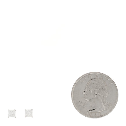 Parker & West by FASHIONPHILE Platinum Diamond .61ct Square Cut Solitaire Earrings 2 of 6