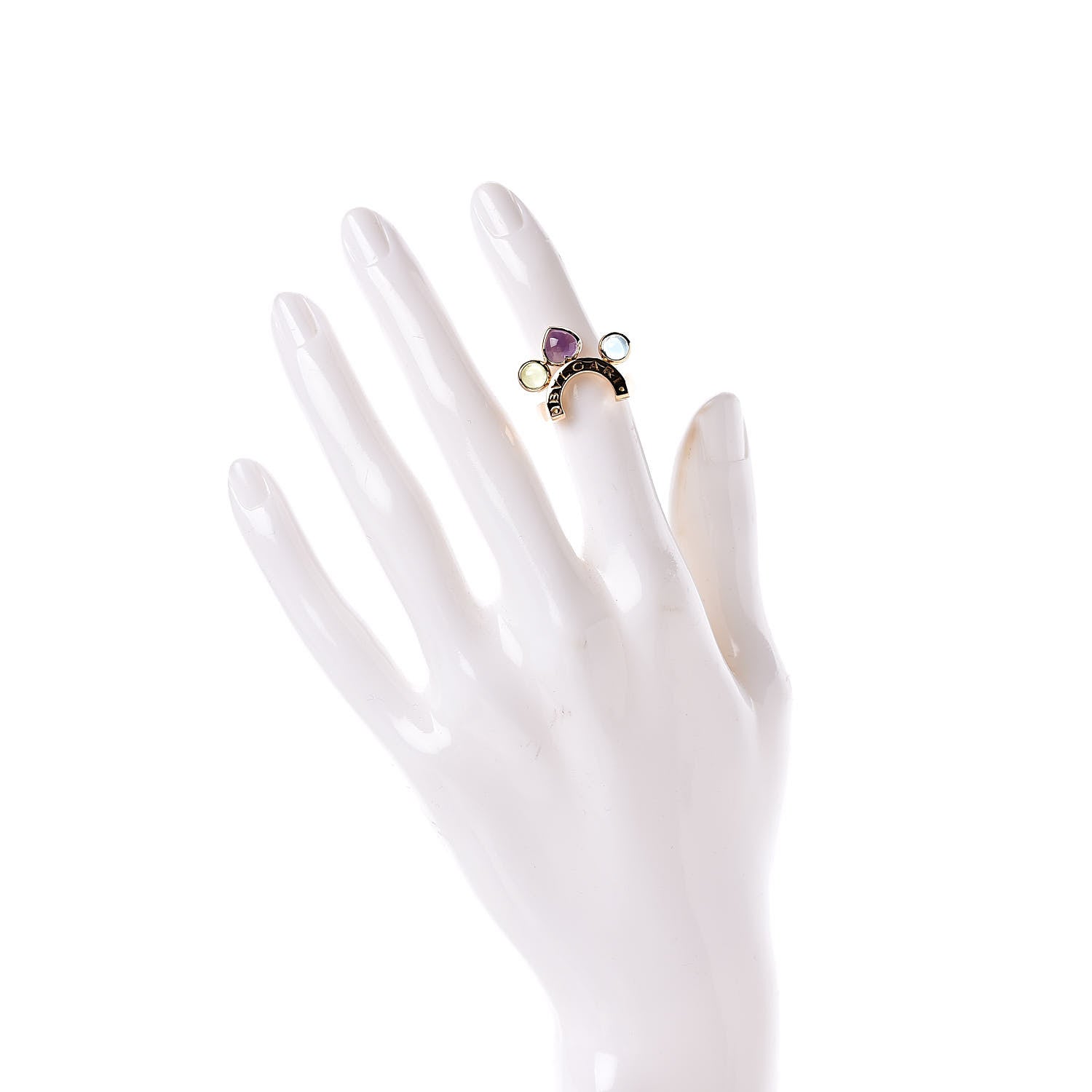 Bulgari 18K Yellow Gold Blue Topaz Amethyst Peridot Allegra Ring 47 4 2 of 4
