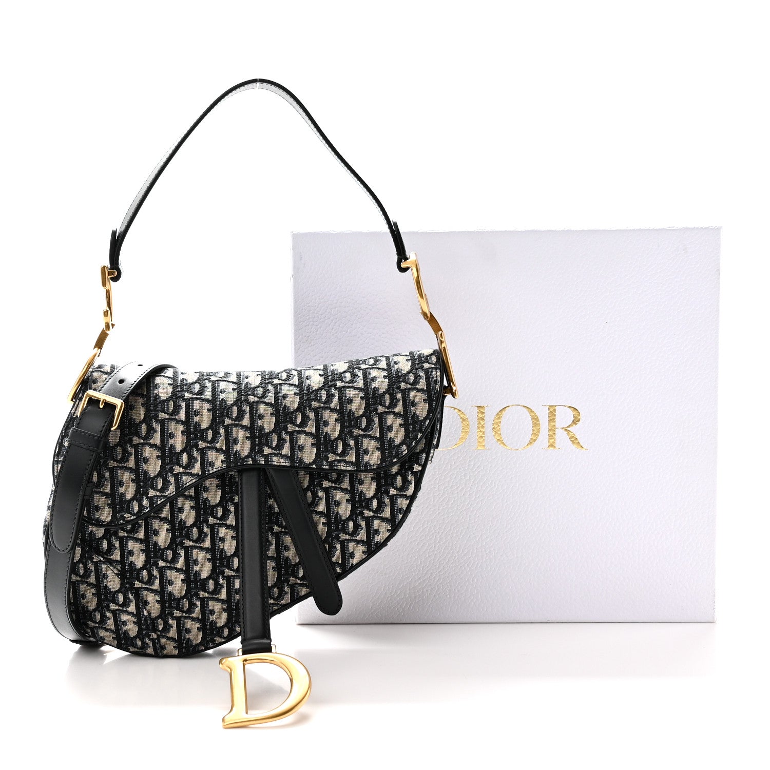 Christian Dior Oblique Saddle Bag With Strap Blue 11 of 11