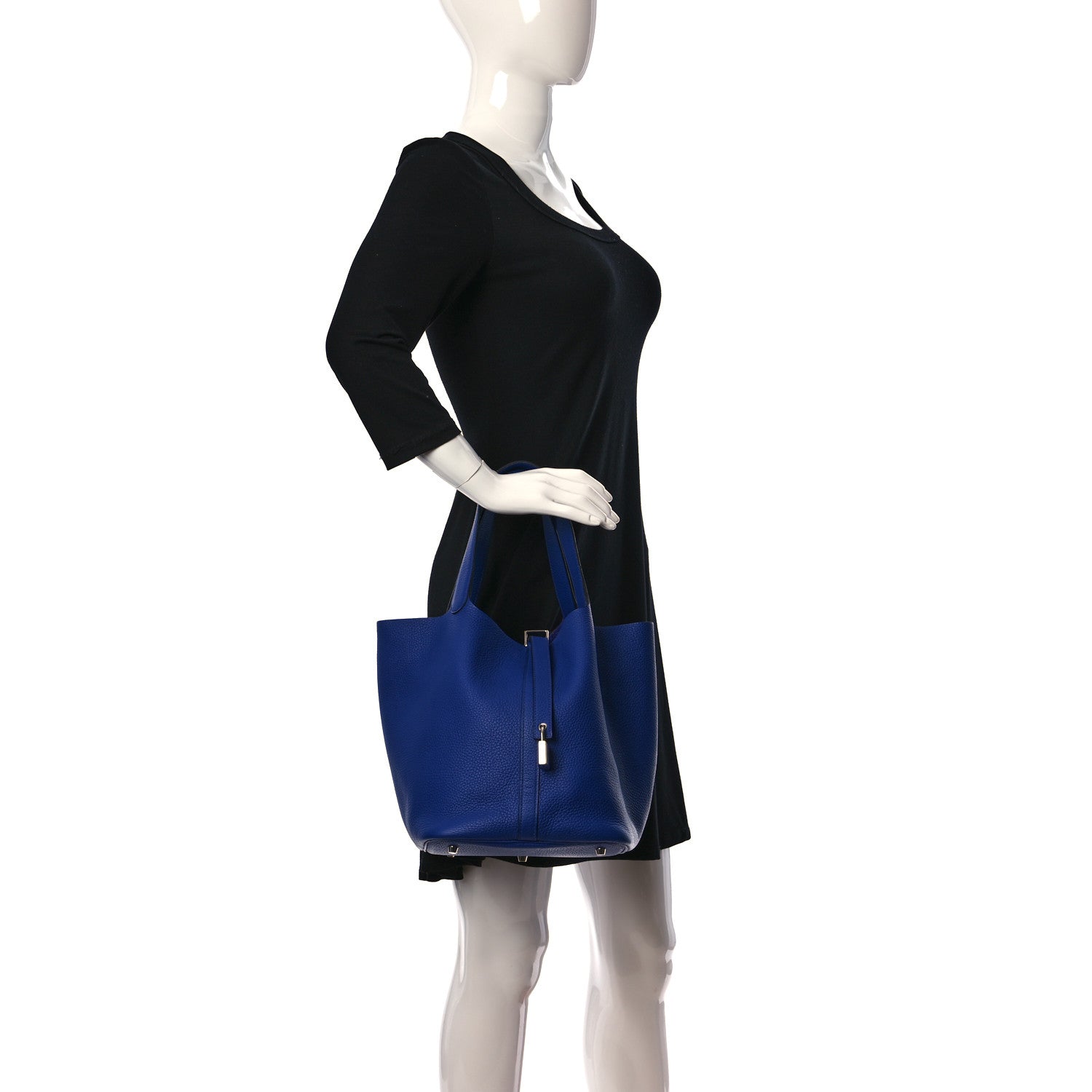 Hermes Taurillon Clemence Picotin Lock 26 GM Bleu Electrique 2 of 9