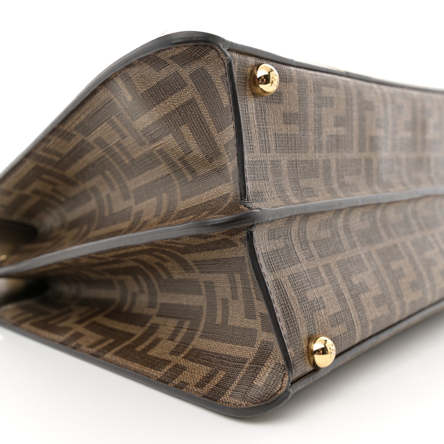 Fendi Glazed Fabric Vitello FF 1974 Hairdo Girls Inlay Medium Peekaboo Iconic Satchel Mogano Panna Multicolor 8 of 10