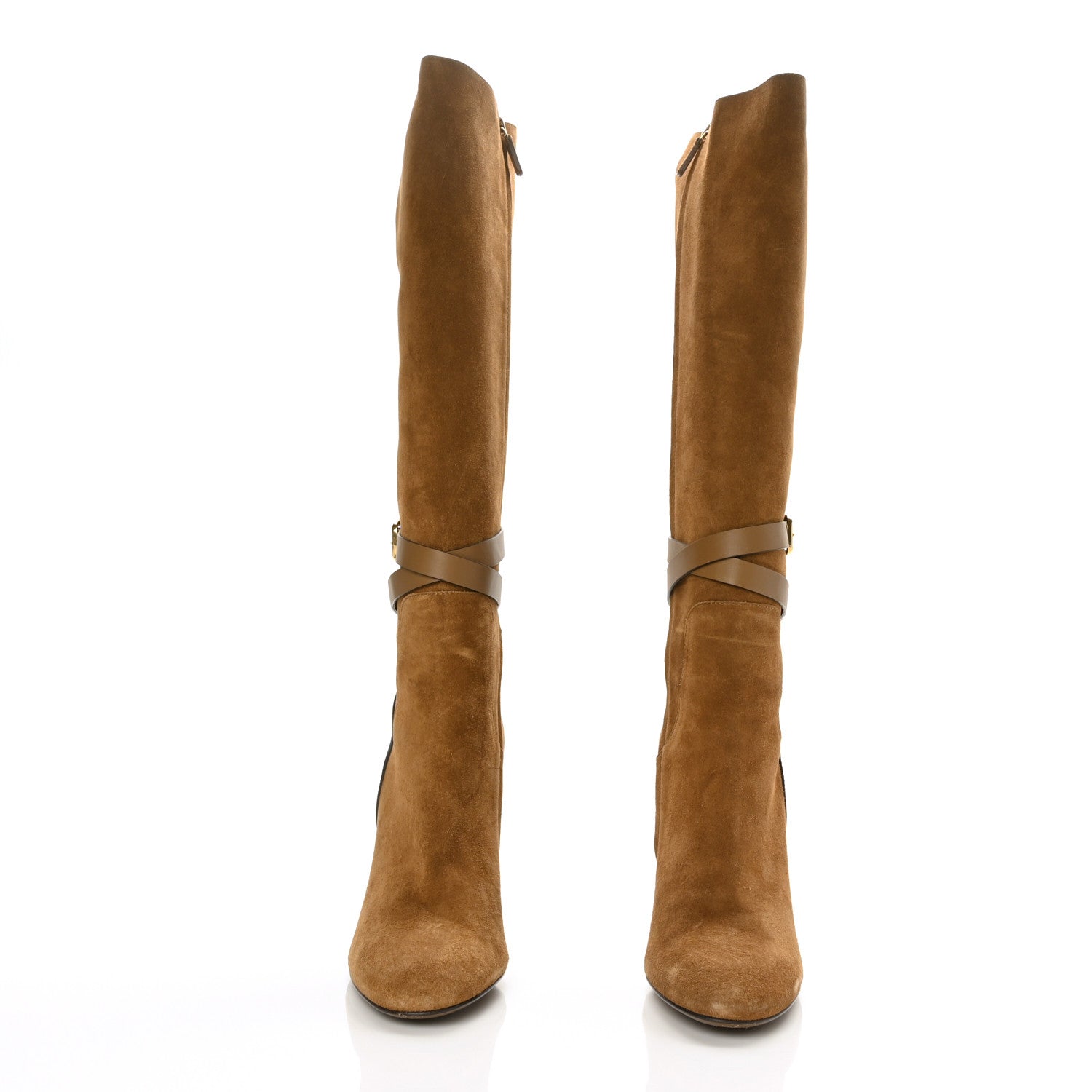Gucci Suede Knee High Boots 39.5 Brown 2 of 10