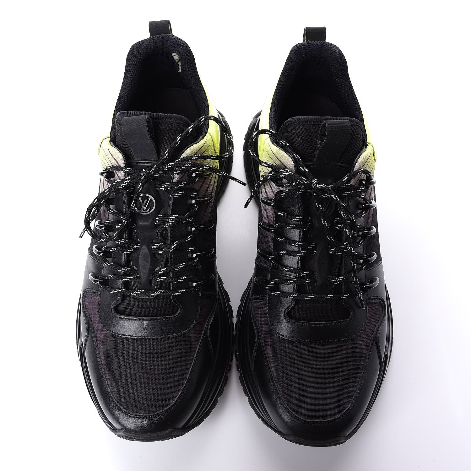 Louis Vuitton Calfskin Run Away Pulse Sneakers 7 Black Yellow 5 of 11