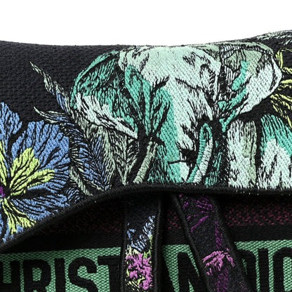 Christian Dior Canvas Embroidered Petites Fleurs Saddle Bag Black Multicolor 8 of 12