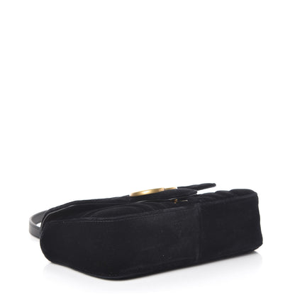 Gucci Velvet Matelasse Mini GG Marmont Shoulder Bag Black 4 of 13