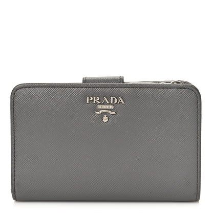Prada Saffiano Metal Compact Wallet Marmo 1 of 11