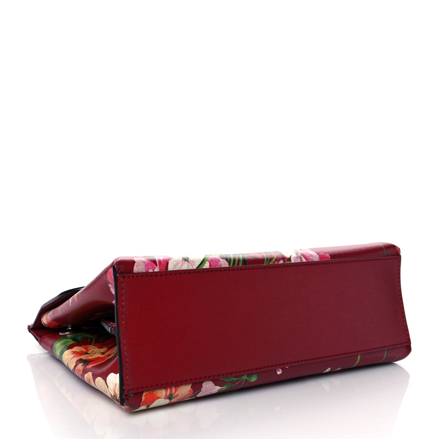 Gucci Shangai Calfskin Blooms Print Small Bamboo Daily Top Handle Bag Romantic Cerise Multicolor 4 of 9