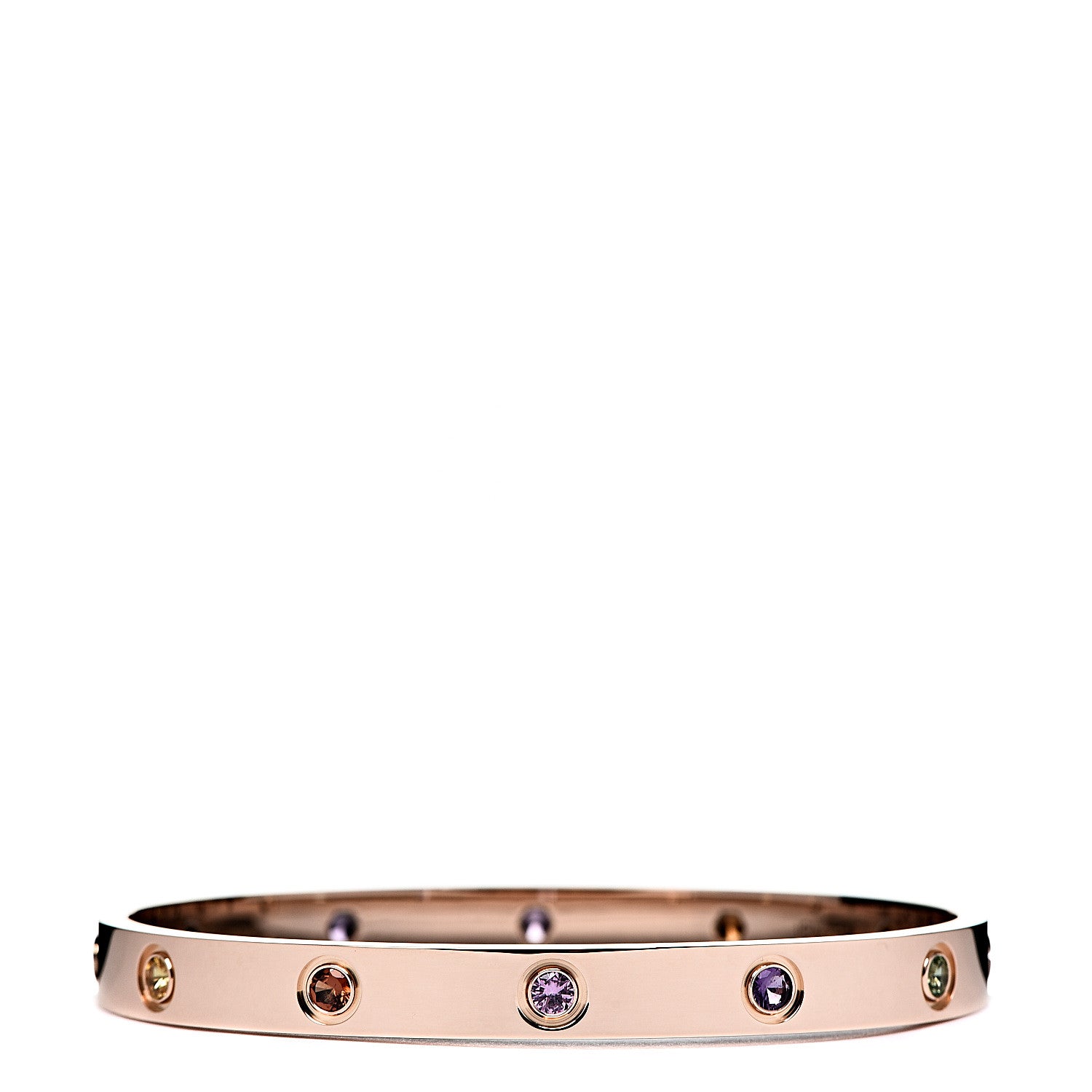 Cartier 18K Pink Gold Sapphire Garnet Amethyst LOVE Bracelet 17 2 of 7