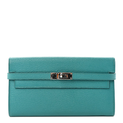Hermes Chevre Mysore Kelly Longue Wallet Bleu Paon 1 of 18