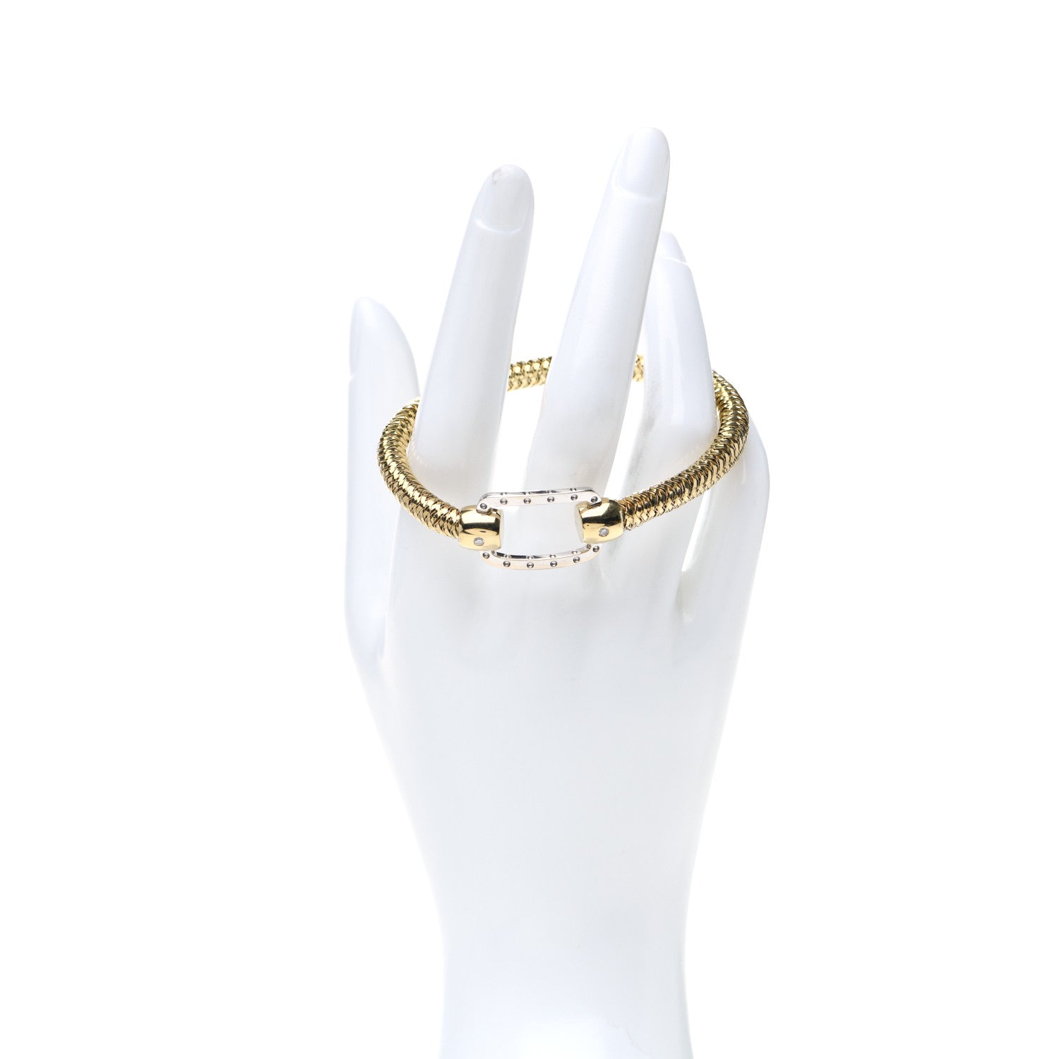Roberto Coin 18K Yellow White Gold Diamond Flex Primavera Bangle Bracelet 2 of 4