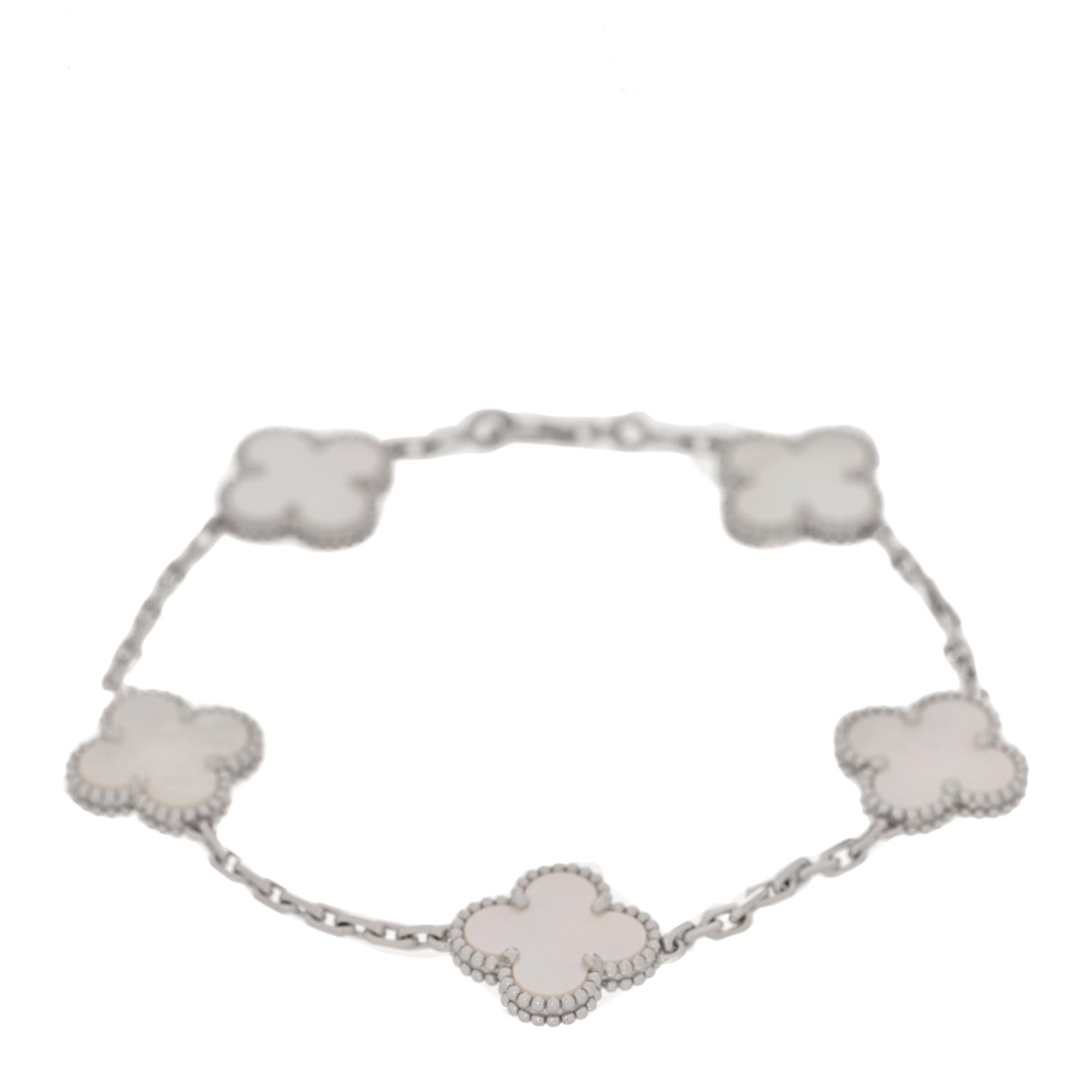 Van Cleef & Arpels 18K White Gold Mother of Pearl 5 Motifs Vintage Alhambra Bracelet 1 of 6