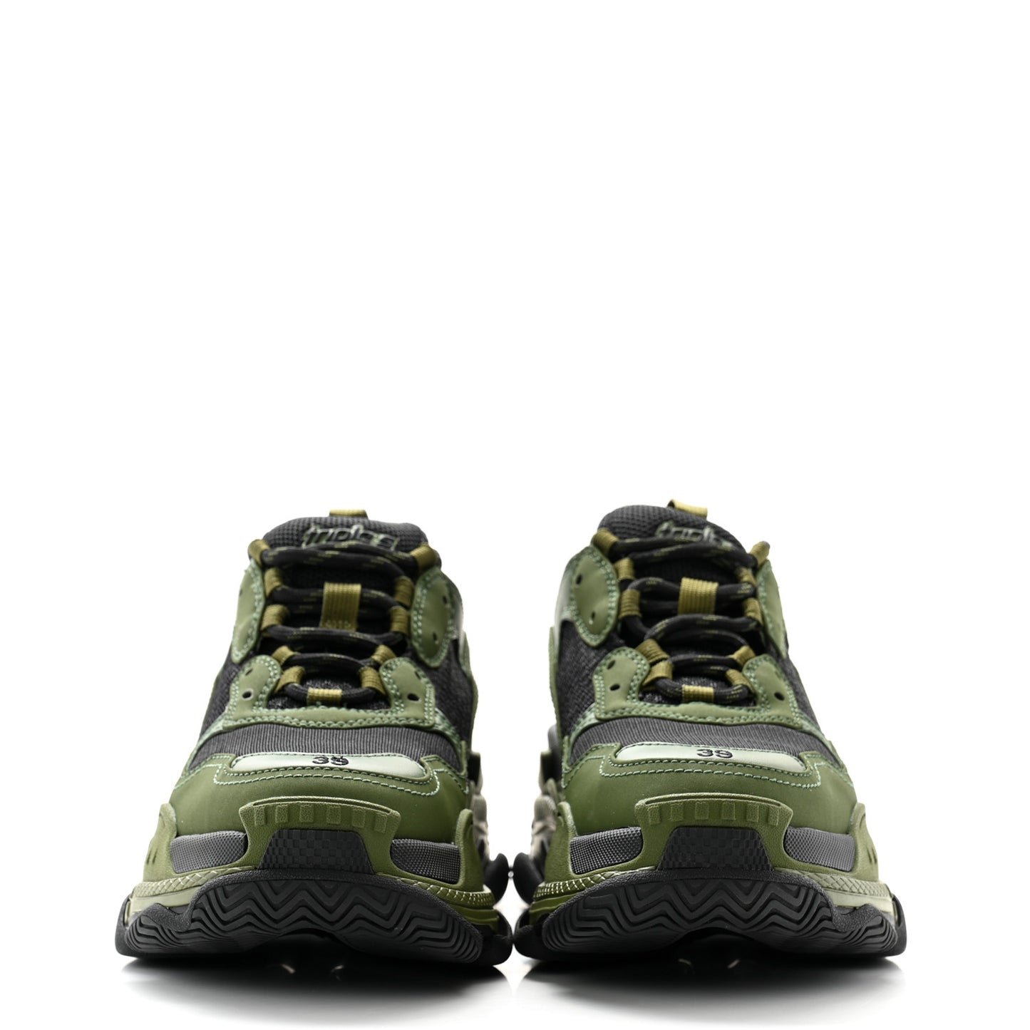 Fabric Mesh Mens Triple S Sneakers 39 Black Kaki