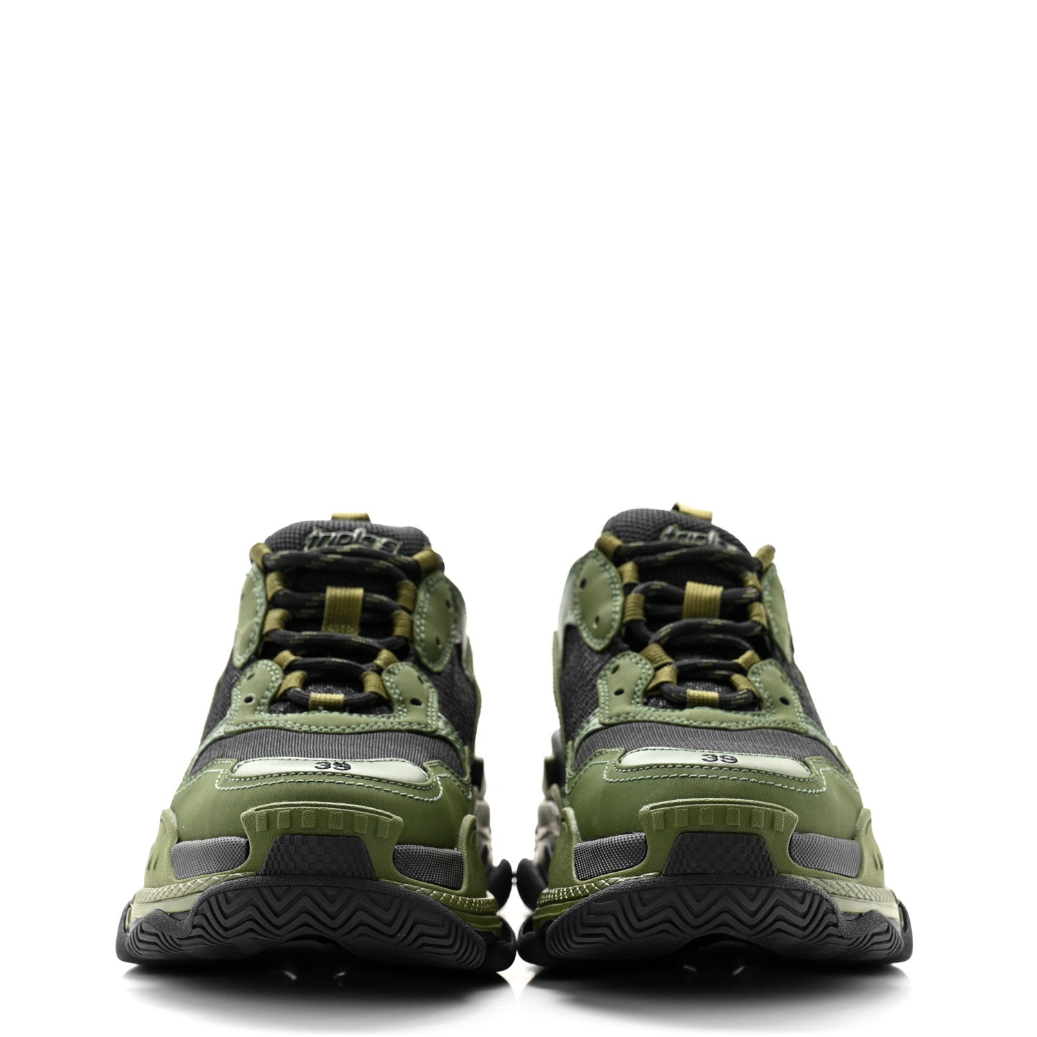Balenciaga Fabric Mesh Mens Triple S Sneakers 39 Black Kaki 2 of 8