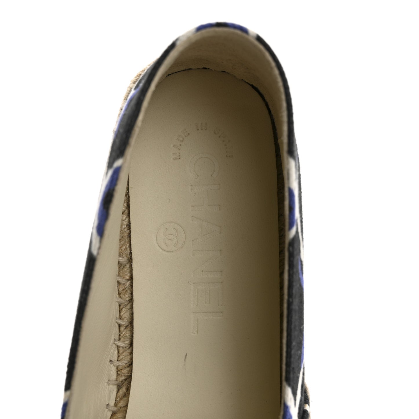 Printed Canvas Grosgrain Espadrilles 36 Blue Black