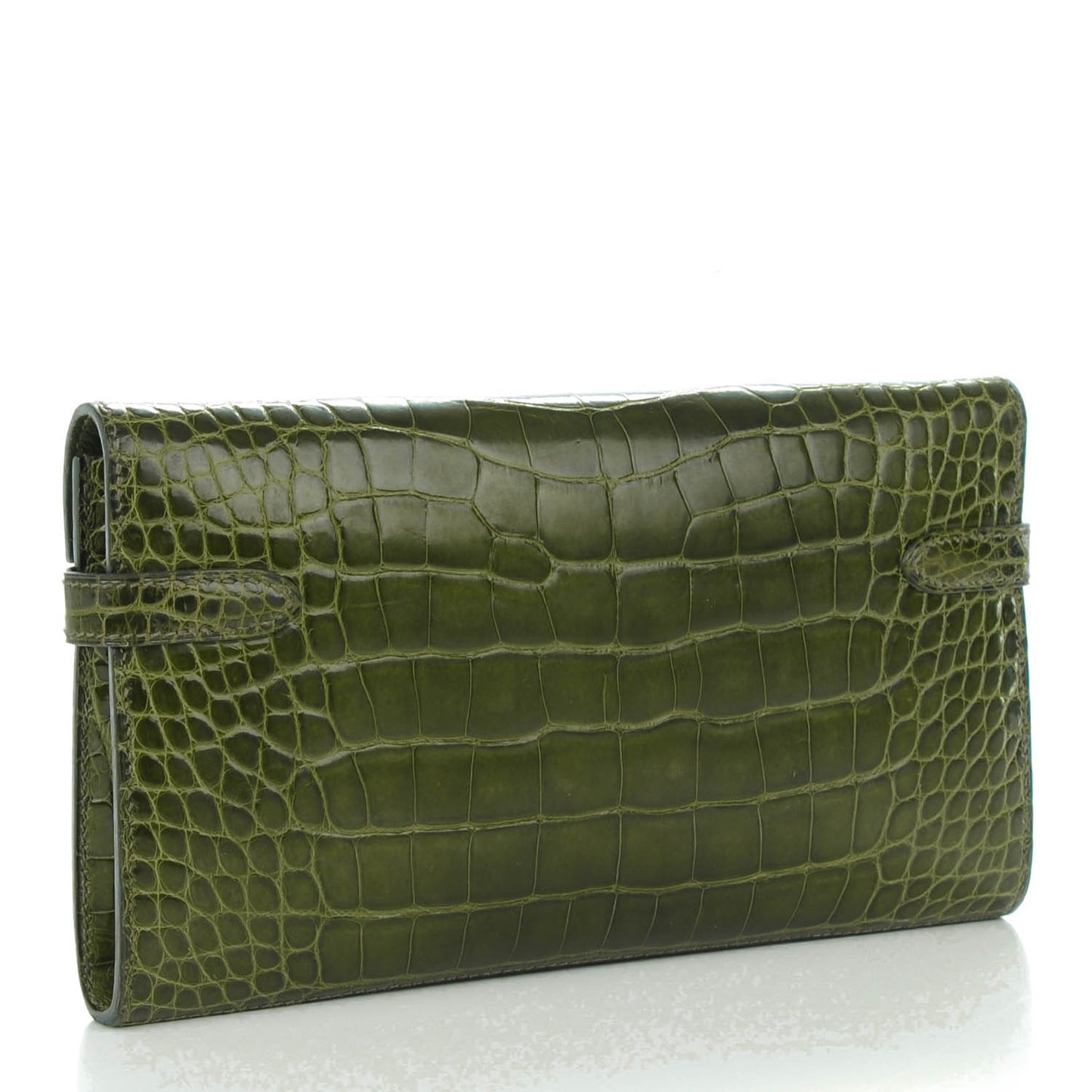 Shiny Alligator Kelly Longue Wallet Vert Veronese