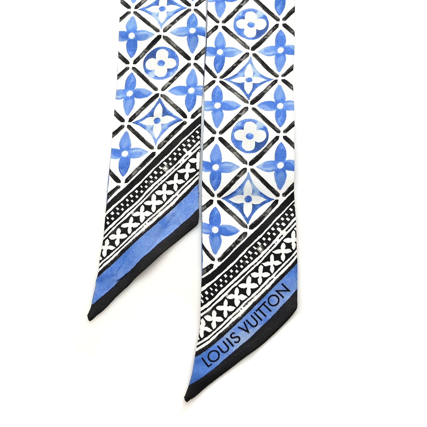 Louis Vuitton Silk Monogram Flower Tile BB Bandeau Blue 2 of 3