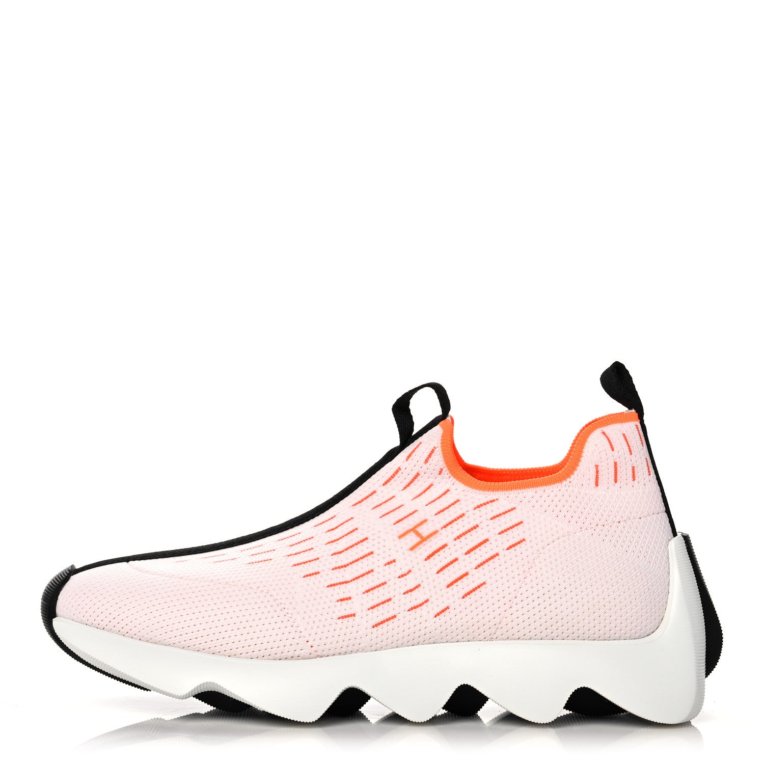 Hermes Technical Canvas Goatskin Womens Eclair Sneakers 38.5 White Orange 1 of 8