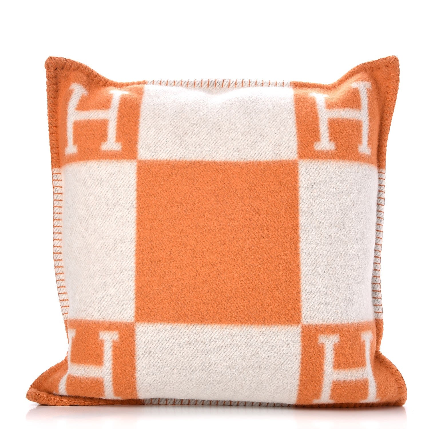 Hermes Wool Cashmere Avalon Pillow PM Ecru Potiron 1 of 7