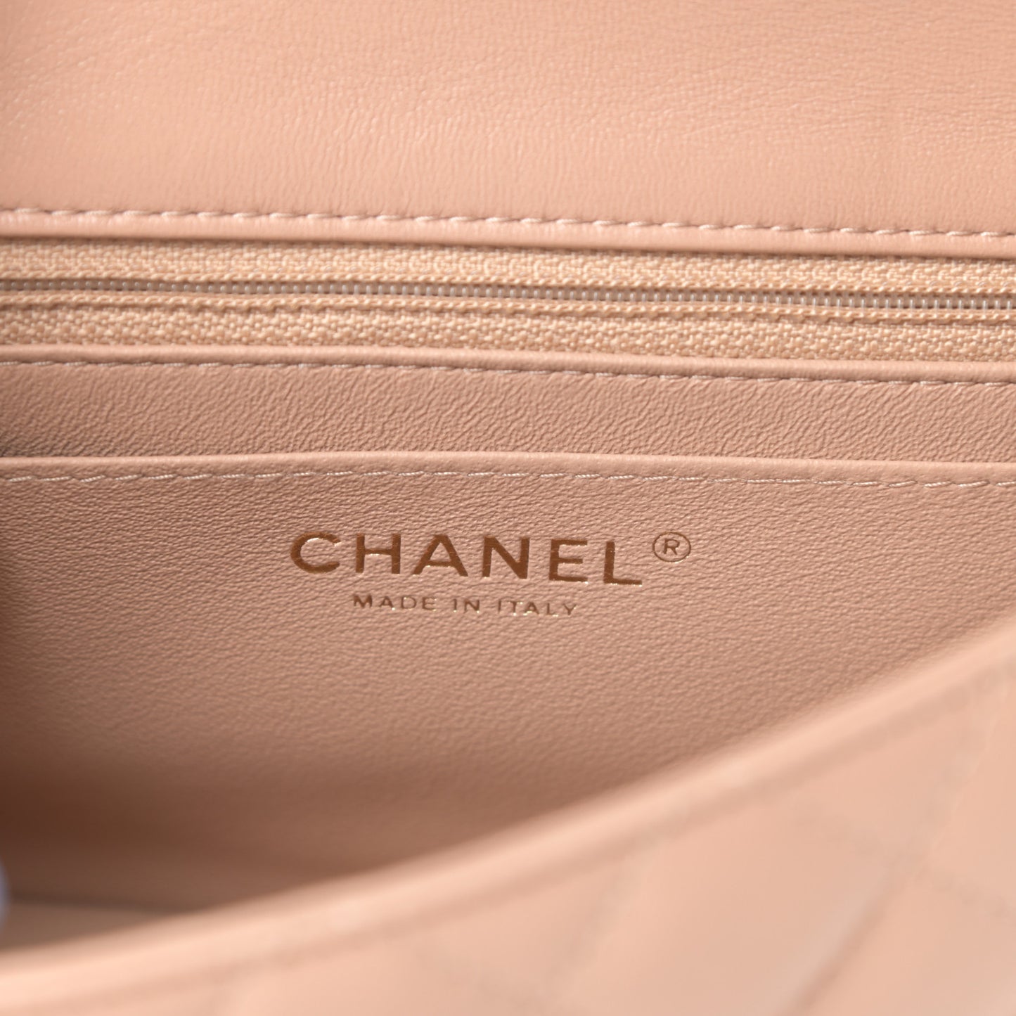 Lambskin Quilted Mini Square Flap Beige