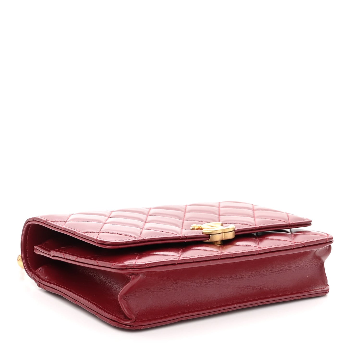 Calfskin Quilted Perfect FIt Wallet On Chain WOC Burgundy