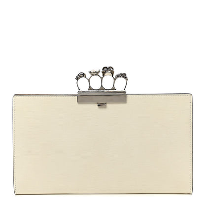 Alexander McQueen Calfskin Lizard Embossed Knuckle Flat Clutch White 1 of 6
