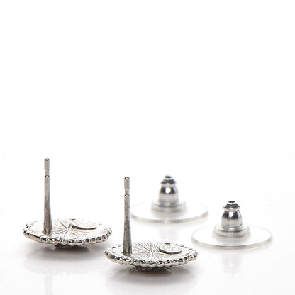 Chanel Enamel CC Button Earrings Silver 3 of 4